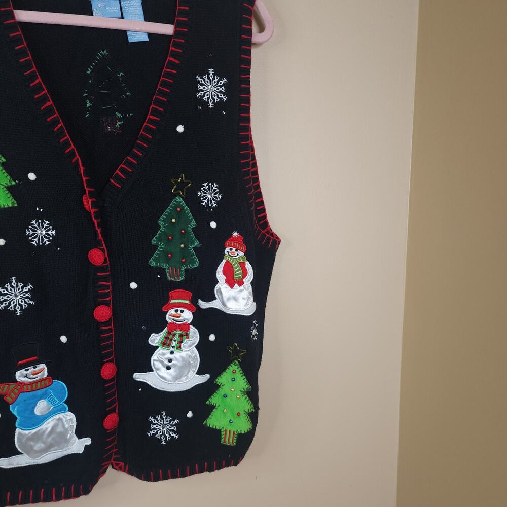 Vintage Basic Editions Black Tacky Button Sweater… - image 4